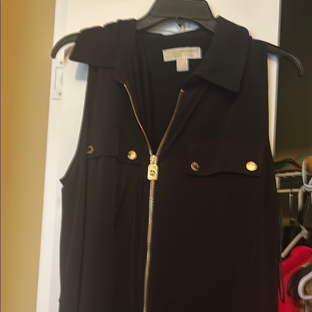 Michael Kors Black Sleeveless jumpsuit with Gold Details